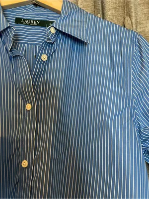 NWT Lauren Ralph Lauren Classic Blue Pinstripe Button Down Dress Shirt Size 8 thumbnail 10