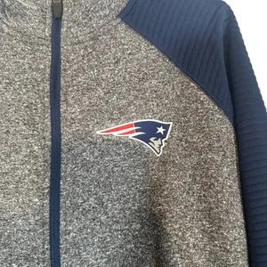 NFL Blue & Gray Boston Patriots Football Full Zip High Neck Jacket Women Sz S thumbnail 3