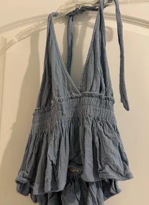 Women's Blue Halter Top Size M thumbnail 1