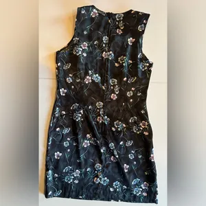 VINTAGE 90s Y2K Women’s Mini Sleeveless‎ Navy Floral Dress Size 11/12 thumbnail 4