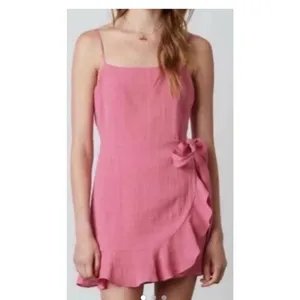 Cotton Candy LA Abbeline Bow Wrap Dress Pink Size L Womens Mini Party Cocktail⁠ thumbnail 14