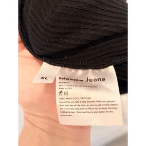 Reformation Jeans Black Ribbed Mock Neck Mini Dress XL Short Sleeve Bodycon thumbnail 3
