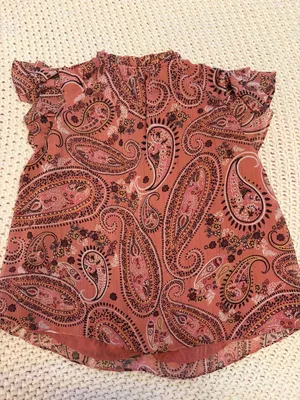Rachel Zoe Pink Paisley Flutter Sleeve Tie Front Blouse thumbnail 4