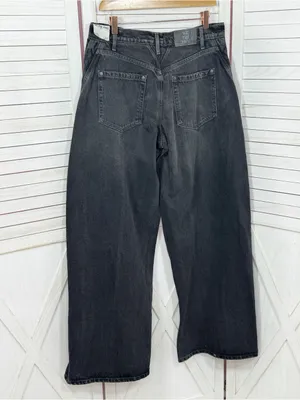 Free People Olsen Cuffed Barrel Jeans Black 28 Baggy Streetwear High Rise Grunge thumbnail 3