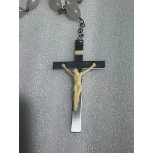 Catholic Rosary Faux Pearl Beads Silver Tone Crucifix The Last Rosary thumbnail 3