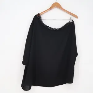 Shein Blouse Womens 2XL One Shoulder Black Crochet Lace Excellent thumbnail 4
