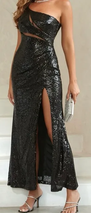 Boutique Black One Shoulder Maxi Formal Dress thumbnail 1