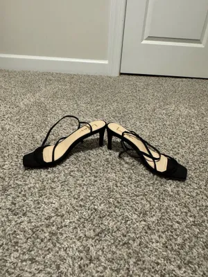 Lulus Strap Heels Suede Ankle Black thumbnail 2