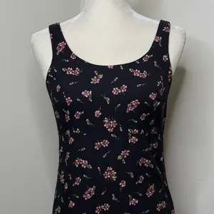 Vintage 90s Long Black Pink Floral Dress Size 11/12 Dark Floral Whimsy Goth thumbnail 2