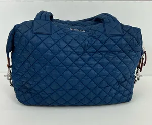 MZ Wallace Quilted Deep Blue Travel Tote with Padded Handles thumbnail 1