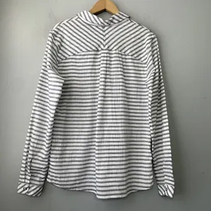 Mountain Hardwear Tunic Top Size Medium Gray White Striped Lace Up Beach Coastal thumbnail 6