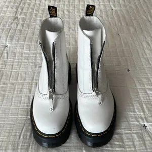 DR. MARTENS Jetta Zipped Sendal Leather Platform Boots in White Size 38 EU 7 US thumbnail 8