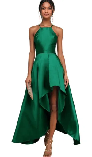 Lulus Broadway Show Emerald Green High-Low Gown size Large NWT thumbnail 1