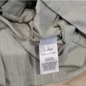 Lulu's Lookin' Flirty Sage Green Ribbed Collared Short Sleeve Crop Top thumbnail 5
