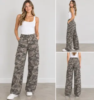 Abercrombie and fitch camo high rise cargo pants size 6l thumbnail 2