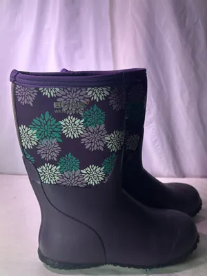 Bogs Purple Floral Waterproof Rain Boots with Teal Accents thumbnail 4