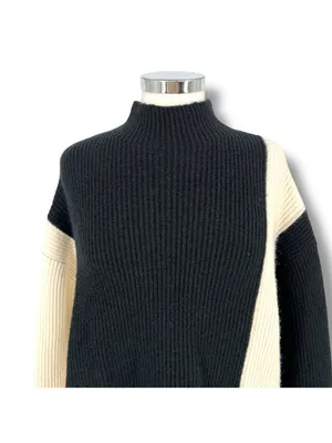 Commense Miss Paris Black White Colorblock Minimalist Knit Sweater Size Small thumbnail 16