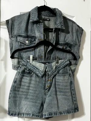 FashioNova 2pc denim short set thumbnail 1