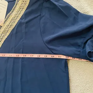 Wkior Shift Dress V Neck Short Ruffle Sleeves Casual Flowy Blue Tan Beach Sexy thumbnail 9