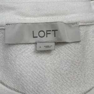 Ann Taylor LOFT White Ruffle Long Sleeve Oversized Crew Neck Pullover Sweatshirt Top Size L thumbnail 5