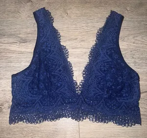 Victoria's Secret Body By Victoria Lace plunge Bralette Size Medium Floral Navy thumbnail 1