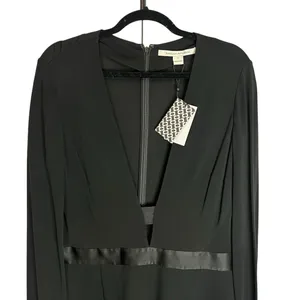 Diane von Furstenberg DVF Kyara Tuxedo Romper Black NWT Size 12 thumbnail 4