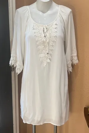 Naif white long sleeve dress thumbnail 1