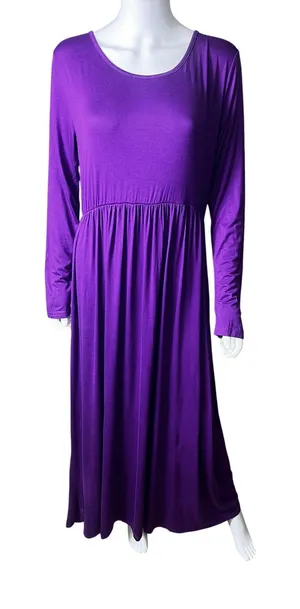 ATOPDREAM Womens XL Purple Maxi Dress Long Sleeve Empire Waist New With Tags thumbnail 1