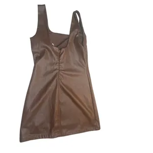 Chocolate Brown And Now This faux leather mini dress size Med, style MR10133GSPU thumbnail 4