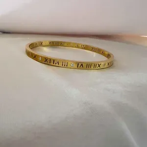 18K Gold Plated Cubic Zirconia Bangle Bracelet Titanium steel womens jewelry thumbnail 7