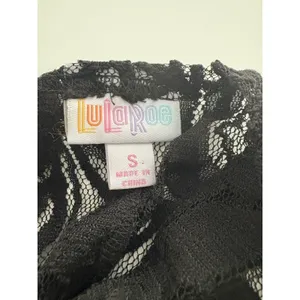 LuLaRoe Lace Open Front Duster Size S Black Cardigan Vest Rave Festival Witchy thumbnail 7