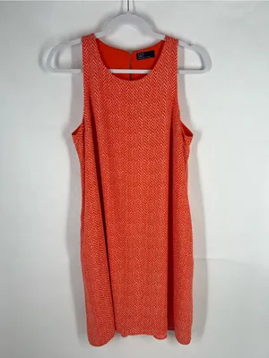 Gap Orange Print Swing Tank Dress Size M‎ Sleeveless Pockets thumbnail 2