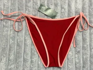 Wild Fable Red Bikini Bottom with Pink Tie-Side Trim — Size S — NWT thumbnail 1