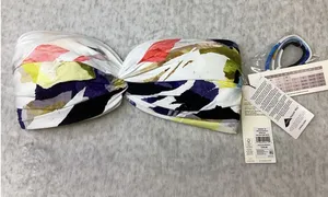 CALIA Women Twisted Bandeau Bikini Top Collage Pure White Abstract M WSA12422PRT thumbnail 1