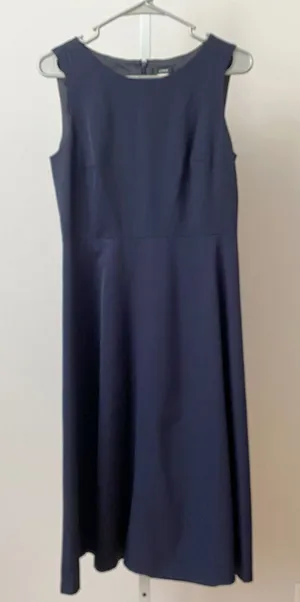 J.Crew‎ 6 Navy Blue Wool Midi Dress Career Minimalist Preppy Workwear thumbnail 1