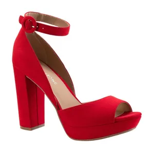 NEW Sun + Stone Womens Reeta Block-Heel Platform Sandals Red 5M thumbnail 1
