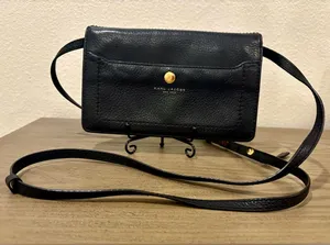 Marc Jacobs Black Pebbled Leather Crossbody Wallet with Removable Snap thumbnail 1