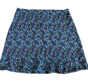 EUC Toad&Co Chaka Ruffle Skirt Navy Palm Size Medium thumbnail 1