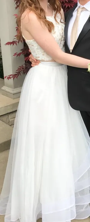 Sequin Hearts White Two Piece Prom Dress thumbnail 2