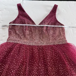 Lulus Ballerina Dream Burgundy‎ and Gold Sleeveless Skater Dress LARGE NWT thumbnail 7