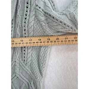 Lauren Ralph Lauren Linen‎ Cotton Cable Knit Shawl Collar Cardigan Blue Grey L thumbnail 6
