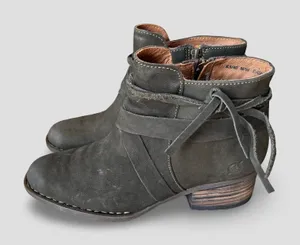 Börn Montilla Leather Ankle Boots Brown Distressed Western Boho Zip Womens 8.5 M thumbnail 1