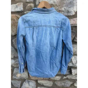 J. Crew Light Wash Denim Button-Down Shirt size 0 thumbnail 3