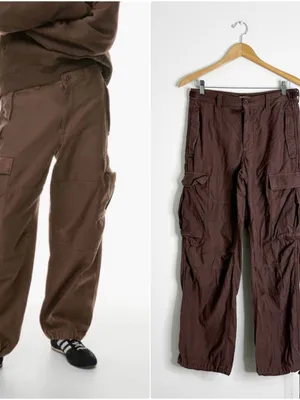 Aritzia Tna Cotton Cargo Pants Brown Utility Parachute Joggers Size 6 thumbnail 2