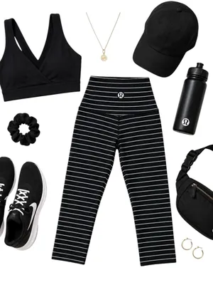 Lululemon Wunder Under Crop Stripe Luon High Rise Yoga Leggings Size 4 6 Women thumbnail 2