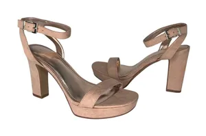 Kelly & Katie Sarafine‎ Tan Strappy Platform Heel Maple Sugar Microfiber 6.5 NWOT thumbnail 1