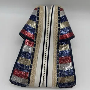 Tommy Hilfiger Womens 6.5 Shoes Flats Corliss 2‎ American Flag Sequin Espadrille thumbnail 4