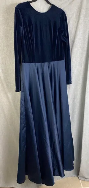 Vintage 90s Scott‎ McClintock Navy Velvet Gown Open Back Formal Dress 12 thumbnail 1