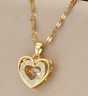 Graduation Gift 🎓 Golden Love Heart Pendant Necklace, Simple Necklace thumbnail 1