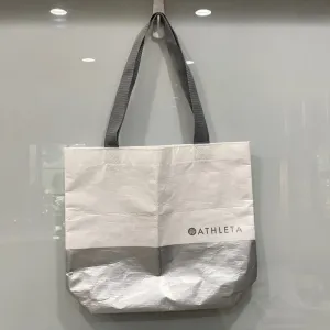 Athleta White Grey Silver Tote Shopping Gift Bag Used thumbnail 1